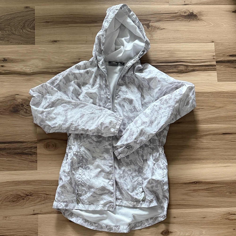 Women's White Camouflage Hooded Rain Jacket